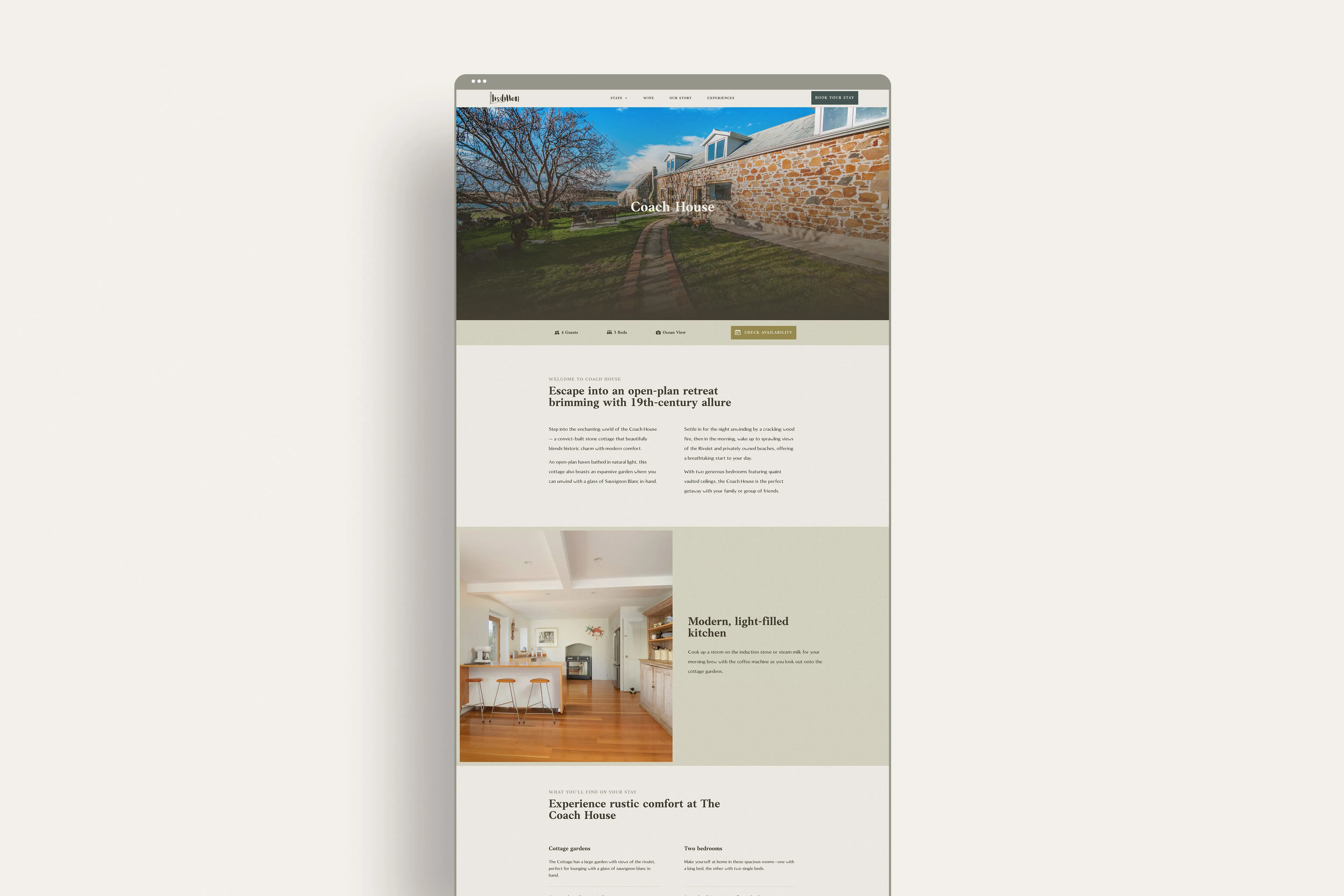 Web design for Lisdillon website cottage details page